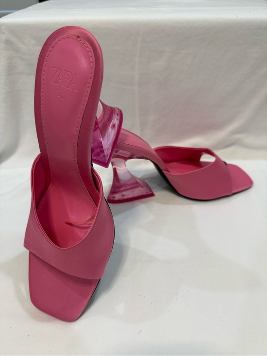 Zara Shoes - ZARA Hot Pink Open-Toe Mules with Sculptural Transparent Heel